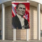 Sivil Mustafa Kemal Atatürk Ay-Yıldız Poster Poster Bayrak Premium Raşel Kumaş ATA19 2X3M