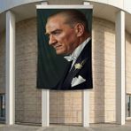 Sivil Mustafa Kemal Atatürk Portre Poster Bayrak Premium Raşel Kumaş ATA50 2X3M