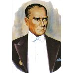 Sivil Mustafa Kemal Atatürk Portre Poster Cephe Bayrağı -Bayrak -2x3 metre