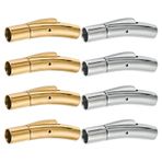 Sixfolo 8 adet deri kayış, kilit, 4 mm, bileklik, kilitler, paslanmaz çelik, süngü kilit, takı, deri uç kapakları, ince deri, ip, kolye, bileklik üretimi için (altın gümüş)