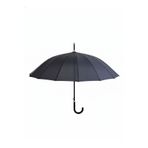 Siyah 1. Sınıf Kalite Baston Tip Rüzgar Korumalı Metal 16 Telli Siyah Gövdeli şemsiye P360S4404