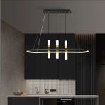 Siyah 110*25CM 3000K Işık, Kumandalı, Elips Avize, Boru LED Lamba,çember Sarkıt Avize, Modern, Dekoratif
