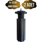 Siyah 14-18CM Ayarlı Plastik Orta Ayak Mobilya Masa ve Dolap AYAĞI(14-18CM)(SİYAH)(8MM Vidalı) - 14-18cm - 2 ADET