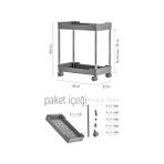 Siyah 2 Katlı Tekerlekli Düzenleyici Mutfak ve Banyo Rafı - Option-1 - Acı Kahverengi