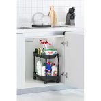 Siyah 2 Katlı Tekerlekli Düzenleyici Mutfak ve Banyo Rafı
