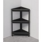 Sİyah 3 Katlı 33x33x71 Boyutunda Üçgen Köşe Banyo Rafı & Çok Amaçlı Düzenleyici