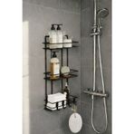 Siyah 3 Katlı Banyo Rafı Şampuanlık Ve Duş Rafı Askılı Yapışkanlı Duvara Monte Tş-03