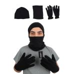 Siyah 3'Lü Polar Bere Boyunluk Örgü Eldiven Seti