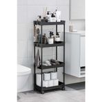Siyah 4 Katlı Tekerlekli Düzenleyici Mutfak ve Banyo Rafı Vesken ORH-H004-4T-BLK-WHL