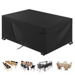 Siyah 420D Ağır Oxford Su Geçirmez Bahçe Mobilyası Örtüsü 360x280x100cm Rüzgar Geçirmez Kar geçirmez Anti UV Yırtılmaya Dayanıklı 4 Rüzgar Geçirmez Tokaları ile Yükseltilmiş Dikdörtgen Veranda Masa