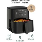 Siyah 5l Yağsız Fritöz, Sağlıklı ve Pratik Kullanım, Türkiye Garantili - Ahşap