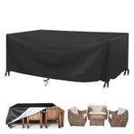 Siyah 600D Oxford Kumaş Bahçe Mobilyaları Örtüsü 360x100x100cm Su Geçirmez Rüzgar Geçirmez Anti UV Dikdörtgen Dış Mekan Masa Örtüsü Veranda Masa Sandalyeleri Kanepe Ağır Hizmet Koruması