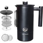 Siyah A 1200ML Kahve Makinesi Paslanmaz Çelik Çift Duvar Fransız Pres Kum Saati ve Termometre Kahve ve Çay Demleme Potu (Yurt Dışından) - Renkli - Milk Jugs