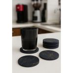 Siyah Altın Mermer Desenli Beton Bardak Altlığı – 4’lü Şık Masa Koruyucu Set - Siyah - Altın