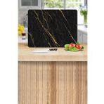 Siyah Altın Mermer Desenli Cam Kesme Tahtası - Cam Kesme Tablası | 30 Cm X 40 Cm