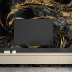 Siyah Altın Mermer Desenli Duvar Kağıdı Baskı dkm-514 450 x 200