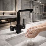 Siyah Arıtmalı Kare-Mutfak Lavabo Bataryası