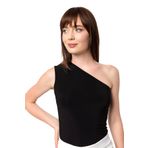 Siyah Asimetrik Tek Omuz Alttan Çıtçıtlı Bluz&Body