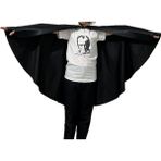 Siyah Ata Görselli Pelerin ve Atatürk T-Shirt Seti 23 Nisan-19 Mayıs Gösteri Kostümü - Siyah - Beyaz