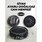 Siyah Ayarlı Doğalgaz Menfezi Cam Ventilasyon Kombi Havalandırma