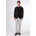 Siyah Balıksırtı Desen Torba Cep Slim Fit Erkek Ceket - 52