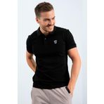 Siyah Basic Göğüs Logolu Standart Kalıp Triko Polo Yaka Erkek T-Shirt - 87768 | S