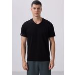 Siyah Basic Kısa Kol Standart Kalıp V Yaka Erkek T-Shirt - 87912