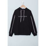 Siyah Baskılı Erkek Çocuk Şeritli Kapüşonlu Sweatshirt 19216 - 11 - 12 Yaş