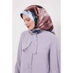 Siyah-Bej Soyut Ebruli Desen Twill İpek Eşarp