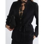 Siyah Beli Kuşaklı Kadın Blazer Ceket