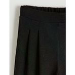 Siyah Beli Lastikli Geniş Paça Kadın Pileli Pantolon