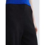 Siyah Beli Lastikli Geniş Paça Kadın Triko Pantolon