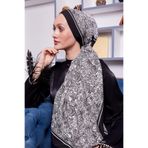 Siyah-Beyaz Çini Desen Royal Şal