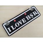 Siyah Beyaz Dekor Plaka - I Love Bşk (22X7,5Cm) Vantuzlu Pleksi Dekor Levha,Dekor Plaka