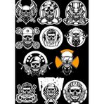 Siyah Beyaz İskelet Sticker Set-2 11 Parça Telefon, Tablet, Defter, Laptop Sticker