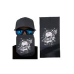 Siyah Beyaz Kafatası Baskılı Boyunluk ( Baf, Bandana) 25X48 cm