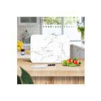 Siyah Beyaz Mermer Desenli Cam Kesme Tahtası - Cam Kesme Tablası | 30 Cm X 40 Cm