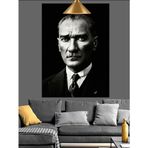 Siyah Beyaz Mustafa Kemal Atatürk Fotoğrafı Dekoratif Kanvas - Mdf Ahşap Tablo