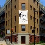 Siyah-Beyaz Mustafa Kemal Atatürk Silüet Poster Dış Cephe Bayrak-2x3metre