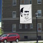 Siyah-Beyaz Mustafa Kemal Atatürk Silüeti Poster Bayrak - 3x4,5metre