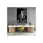 Siyah Beyaz Mustafa Kemal Atatürk Tablo Atatürk Cam Tablo Dikey Tablo Salon Ofis Tablosu