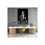 Siyah Beyaz Mustafa Kemal Atatürk Tablo Atatürk Kanvas Tablo Dikey Tablo Salon Ofis Tablosu