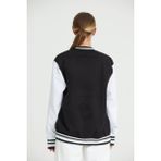 Siyah Beyaz Rahat Kalıp Uzun Kollu Unisex Kolej Ceket Hırka - XL - 001-Renkli