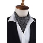 Siyah - Beyaz Şal Desen İtalyan İpek Erkek Ascot K621