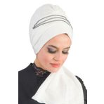 Siyah Beyaz Taşlı Atkılı Abiye Bone - 60101