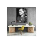 Siyah Beyaz Uniformalı Atatürk Portresi Mustafa Kemal Atatürk Cam Tablo Modeli Ev Ofis Dekoru