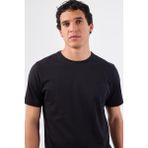 Siyah Bisiklet Yaka Pamuklu Düz Renk Slim Fit Erkek T-Shirt