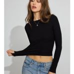 Siyah Bisiklet Yaka Slim Fit Kadın Body MG2564