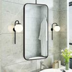 Siyah Boom Çubuk Ayna 40 cm x 60 cm Dikdörtgen Banyo Makyaj Aynası Duvar Tavan için Asılı Ayna Yatak Odası Vestiyer Salon Makyaj Aynası Tıraş için Modern ve Şık Ayna