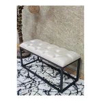Siyah Boyalı Diktörtgen 100 Cm X 40 Cm Oturak Puf - Bench - Makyaj Oturağı - Oturak Krem Renk 100 X 40 Boyut/Ebat